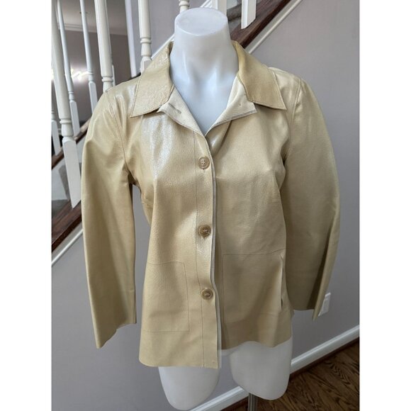 Rozae Nichols Leather Blazer Beige Size Small - Picture 1 of 3